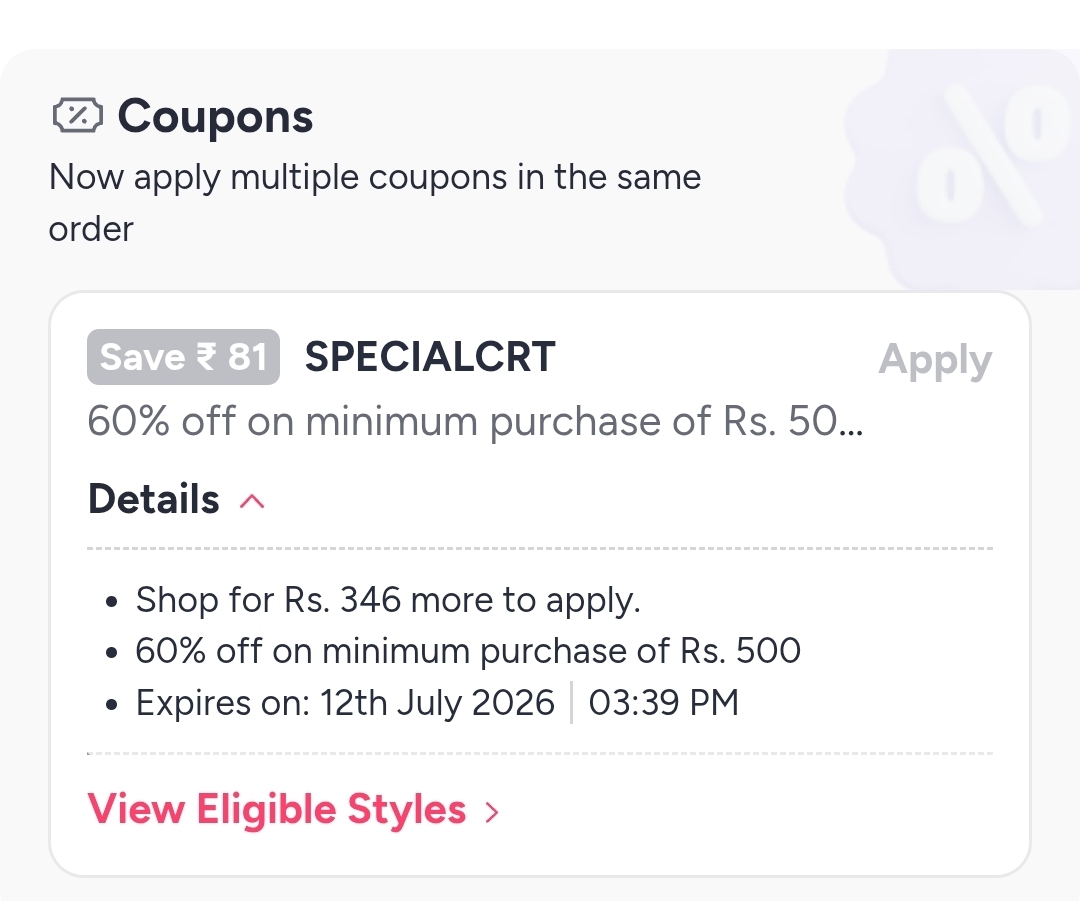 Myntra 60% Off On Min Order 500 18
