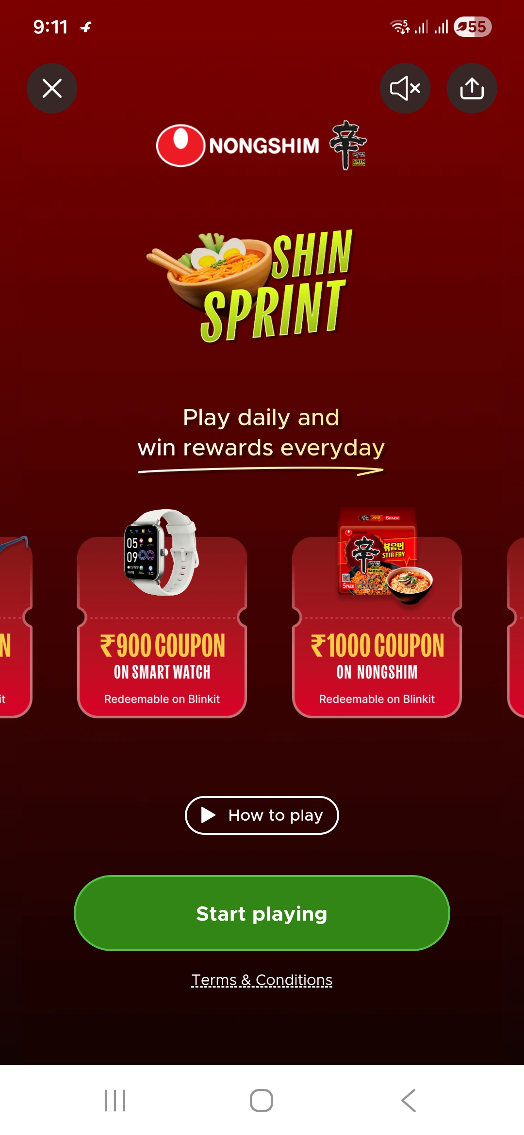 Blinkit Nongshim Shin Sprint – Play &Amp; Win Rewards 1