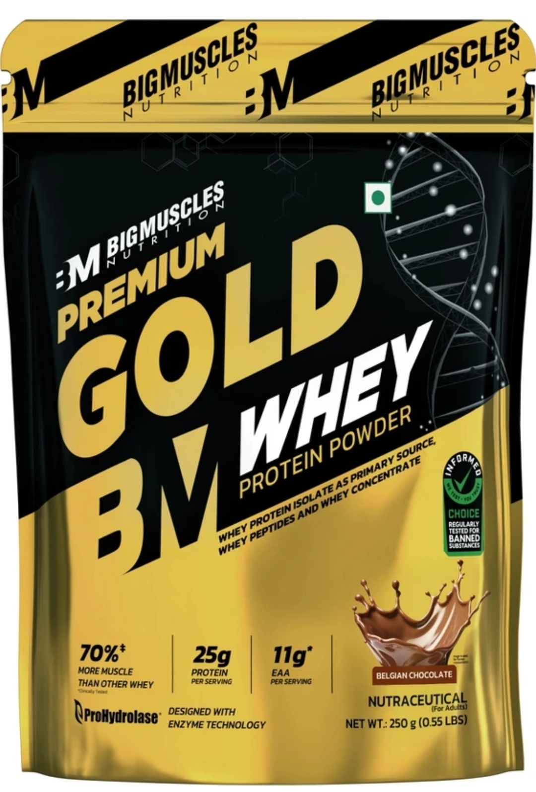 BIGMUSCLES NUTRITION Premium Gold Whey Protein (250 g, Belgian Chocolate)