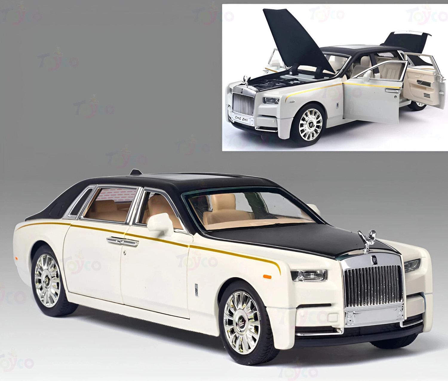 Toyco 1:32 Scale Royce Phamton Alloy Metal DieCast Car Toy (Open Door & Pull Back)