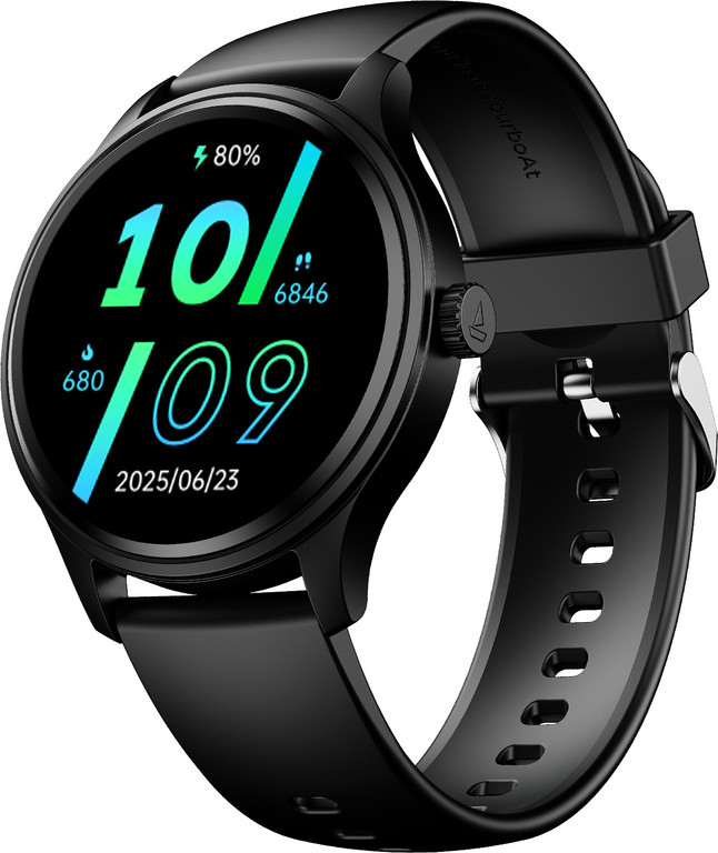 boAt Lunar Discovery Neo 1.39" HD Display, Metallic Finish, BT Calling, Smart Watch Smartwatch (Active Black Strap, Free Size)