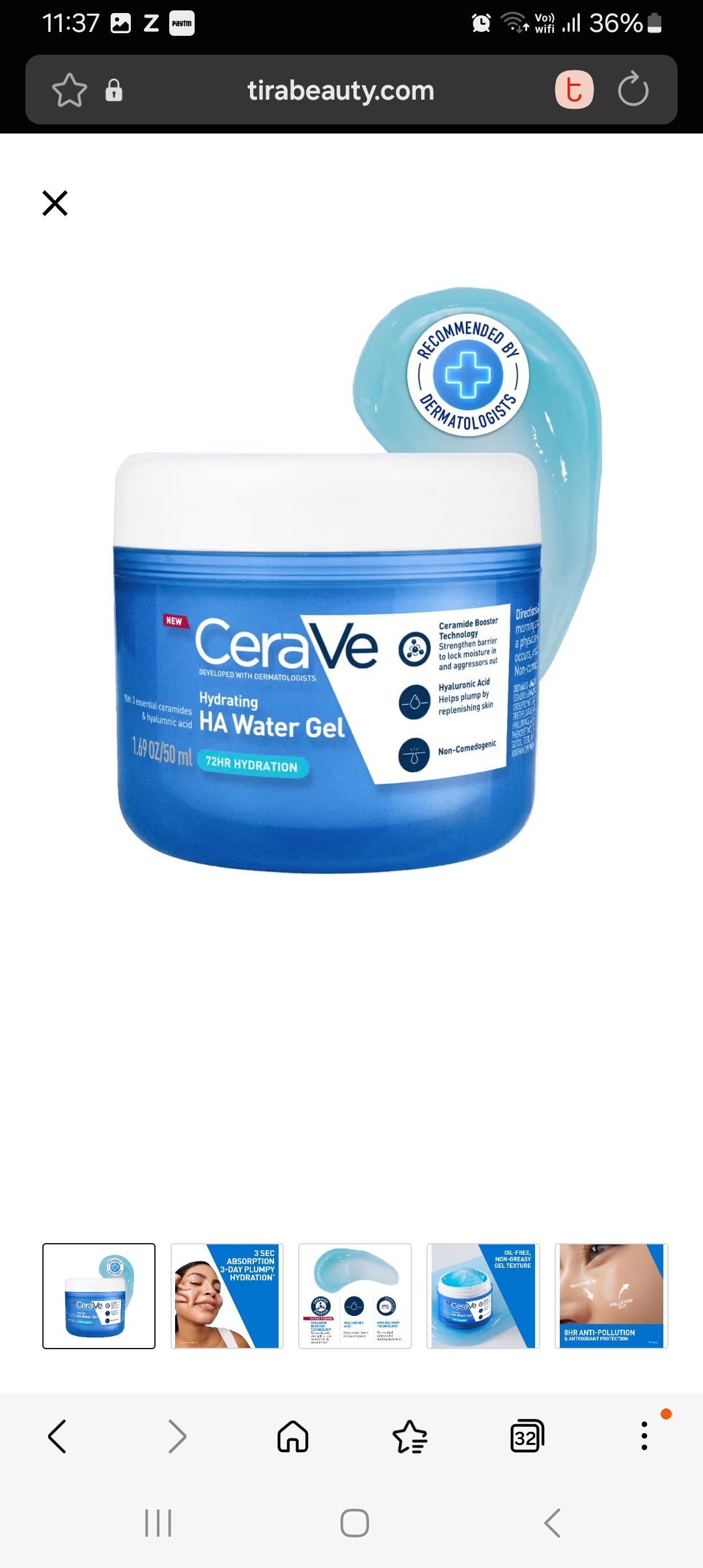 CeraVe HA Water Gel Face Moisturizer With Hyaluronic Acid & Ceramides (50 ml)