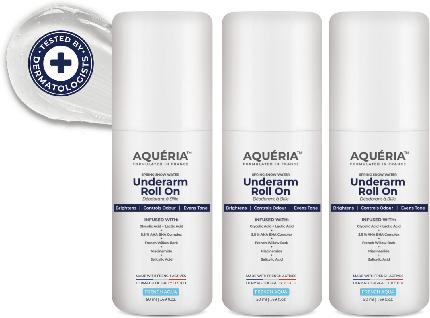 Aqueria Multi Active Underarm Roll On | 5.5% AHA BHA, Niacinamide - Aqua Fragrance Deodorant Roll-on - For Men & Women