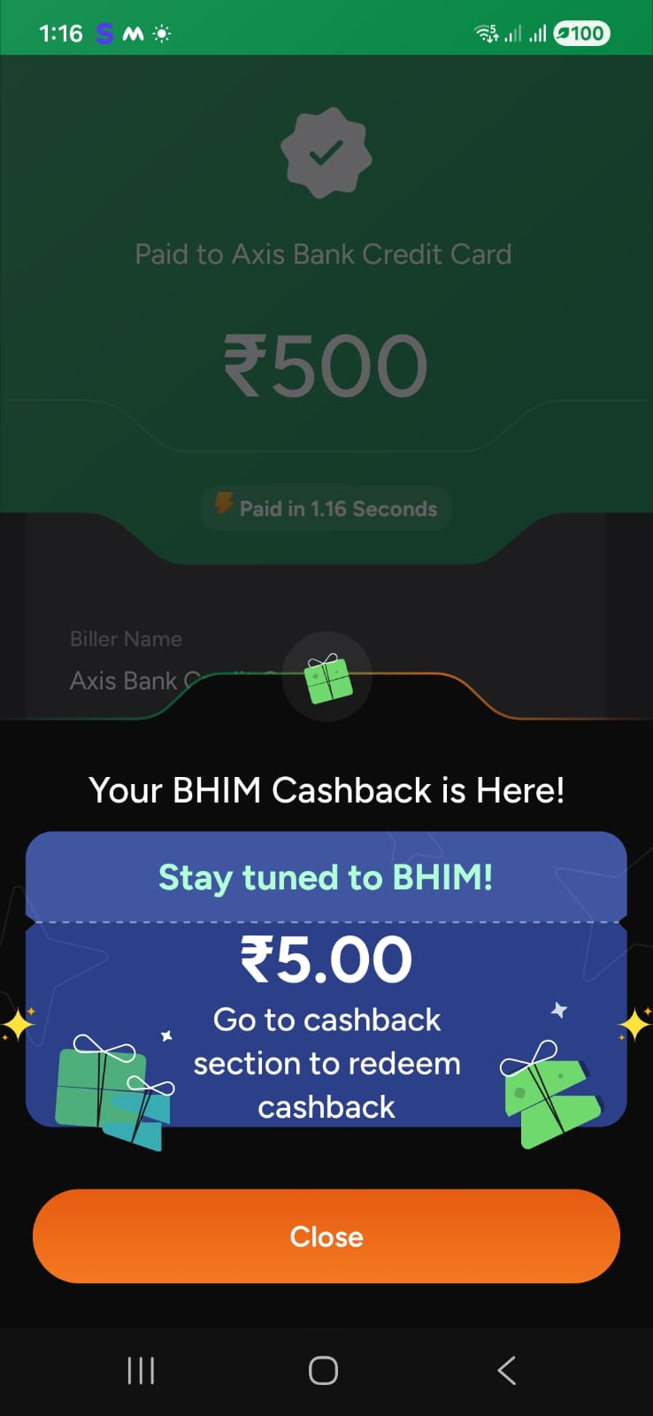 BHIM credit card bill payment offer - Get flat Rs5 cashback on credit card bill payment of min Rs500