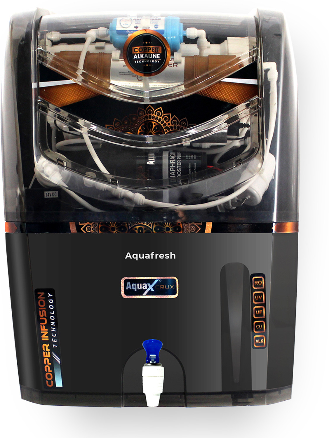 Aqua Fresh AquaXcrux smoke 14ltr + water Filter 14 L RO + UV + UF + TDS Control Water Purifier with Prefilter
