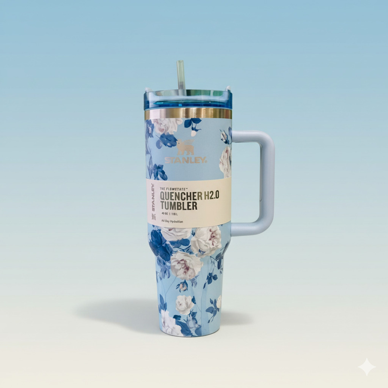 Stanly Blue Floral Stainless Steel Tumbler 1
