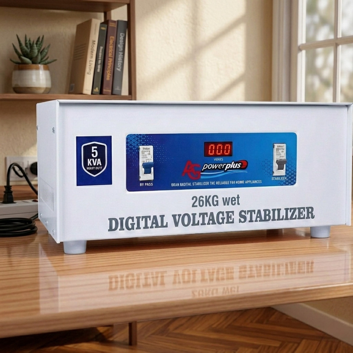 Ag Power Plus Digital Voltage Stabilizer (26Kg) 5 Kva | 70V–320V Working Range | Heavy Duty Mainline(Copper)Stabilizer With Led Display &Amp; Bypass Switch 1