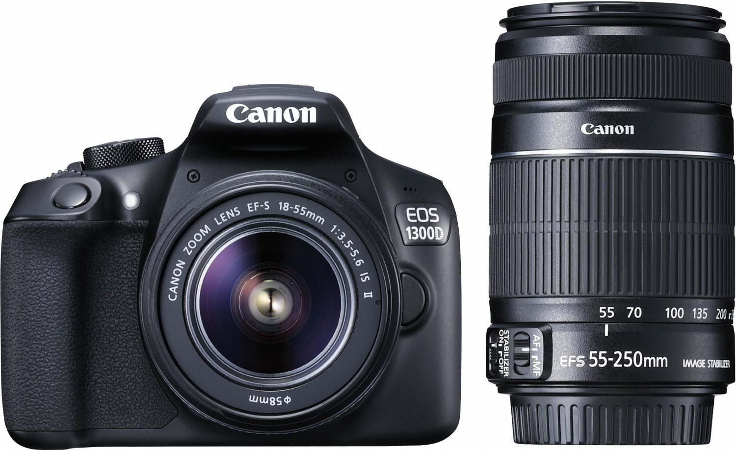 Canon Eos 1300D Dslr Camera Body With Dual Lens: Ef-S 18-55 Mm Is Ii + Ef-S 55-250 Mm F4 5.6 Is Ii (16 Gb Sd Card+ Camera Bag) 1