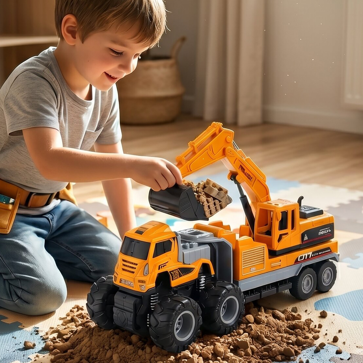 DUVEXA JCB Toy Excavator Truck Bulldozer Plastic Toy Unbreakable Construction Vehicle