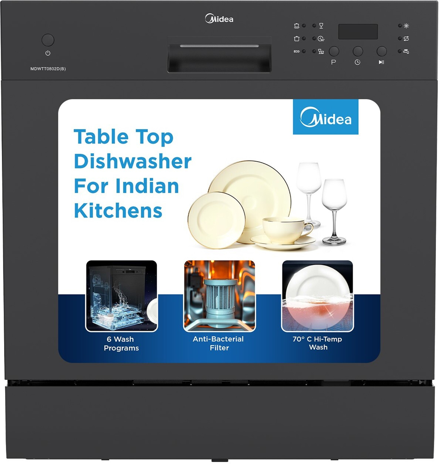 Midea Mdwtt0802D(B)In Free Standing 8 Place Settings Dishwasher 9