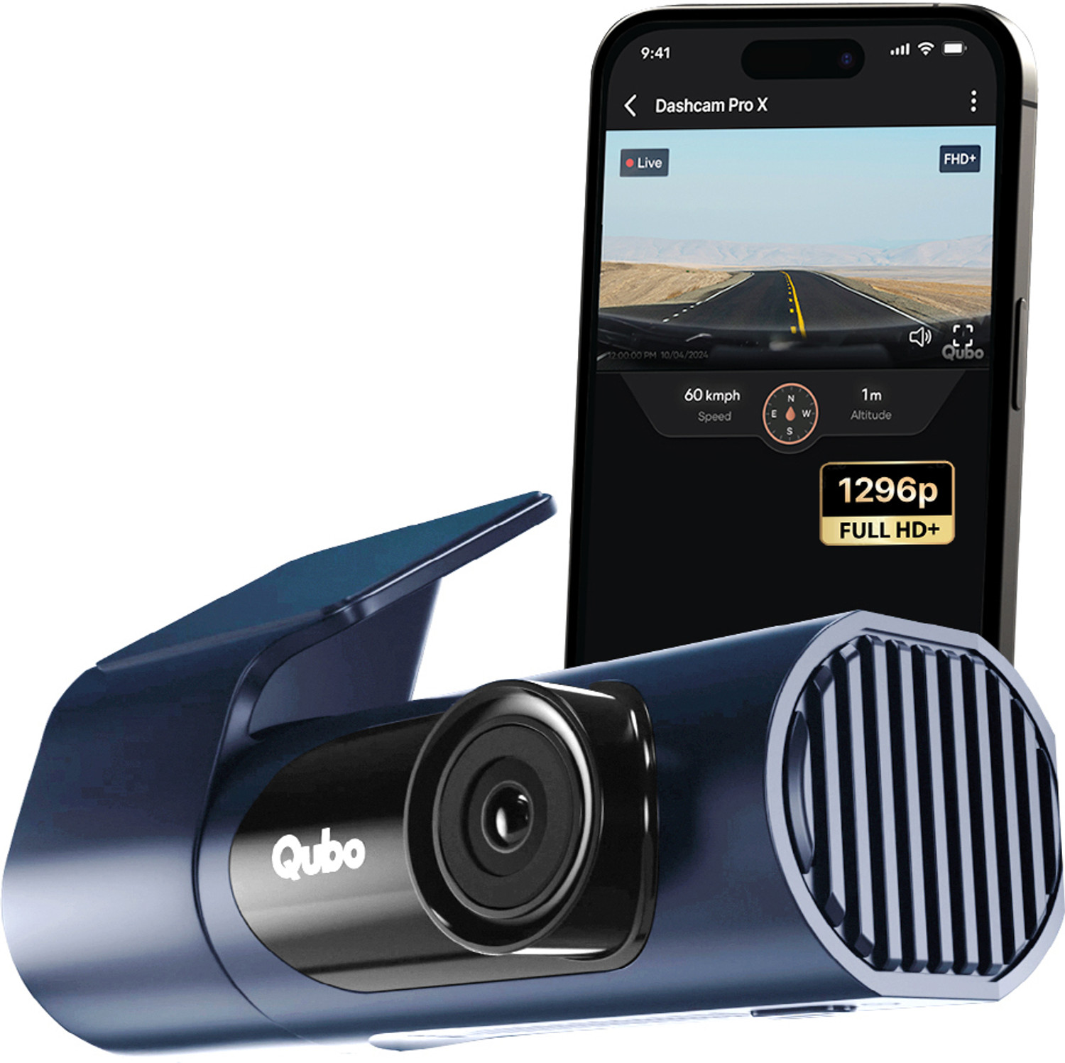 Qubo Smart Dashcam Pro X-Blue1080pSuper Wide AngleEmergency Record1TB SDCard Support Reverse Assist Camera System