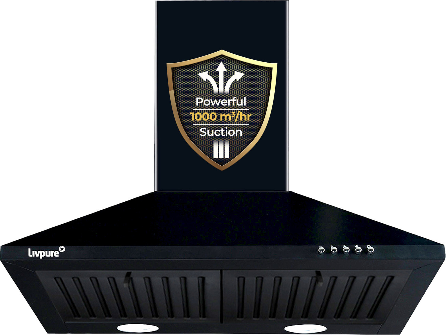 Livpure Airis-Neo-60 1000 Cmh 60 Cm Pyramid Shape 60 Cm| 3 Layer Baffle Filter|Powerful Suction | 5 Years Motor Warranty| Low Noise |Led Lamp | Push Button Control Chimney 1