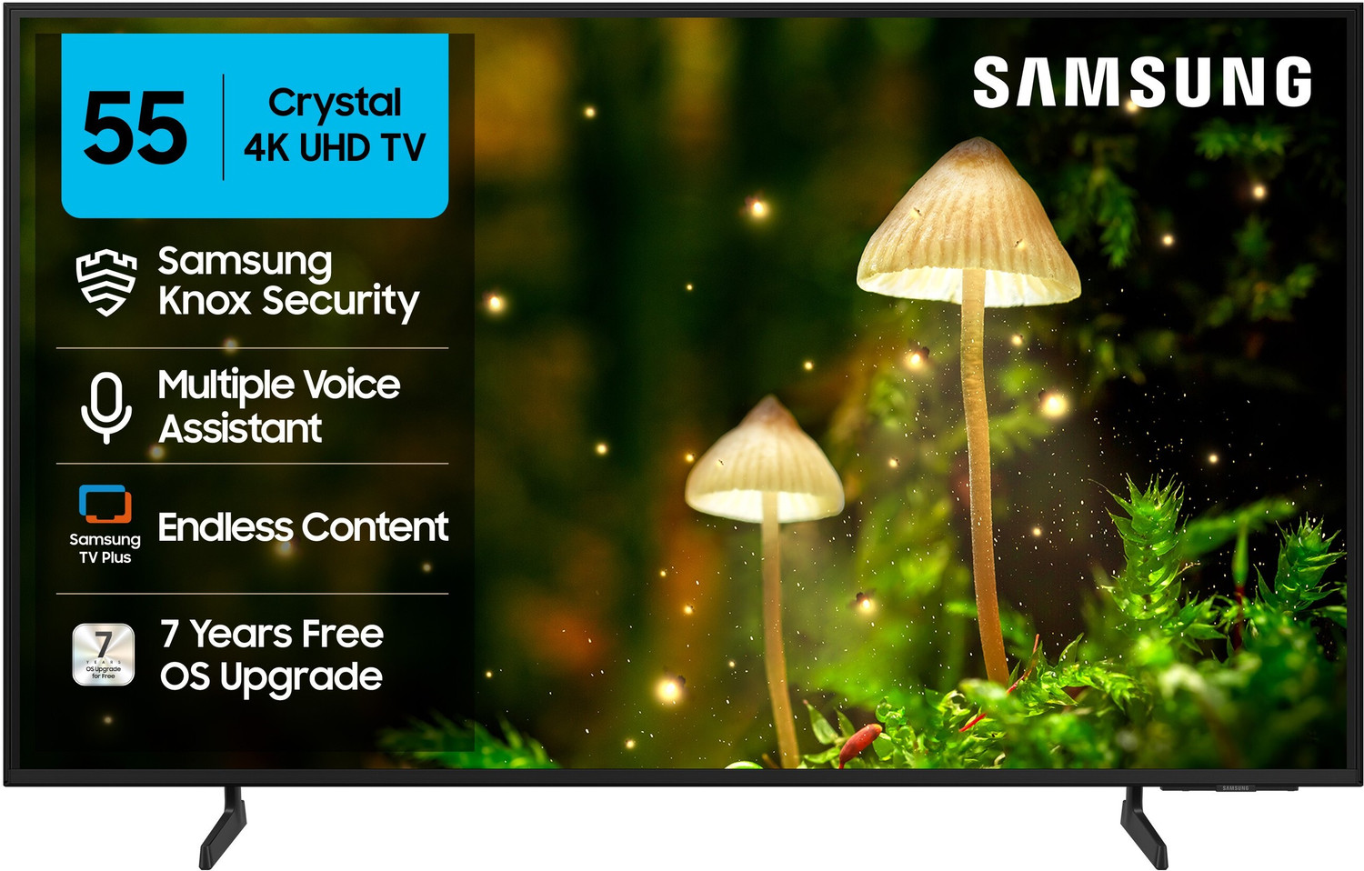 Samsung Crystal 4K Infinity Vision 138 cm (55 inch) Ultra HD (4K) LED Smart Tizen TV with 4K Upscaling | HDR 10+ | Voice Assistance Remote Control | PurColor | Slim Look | Samsung Knox Security | 100+ Free Channels | Universal Gestures