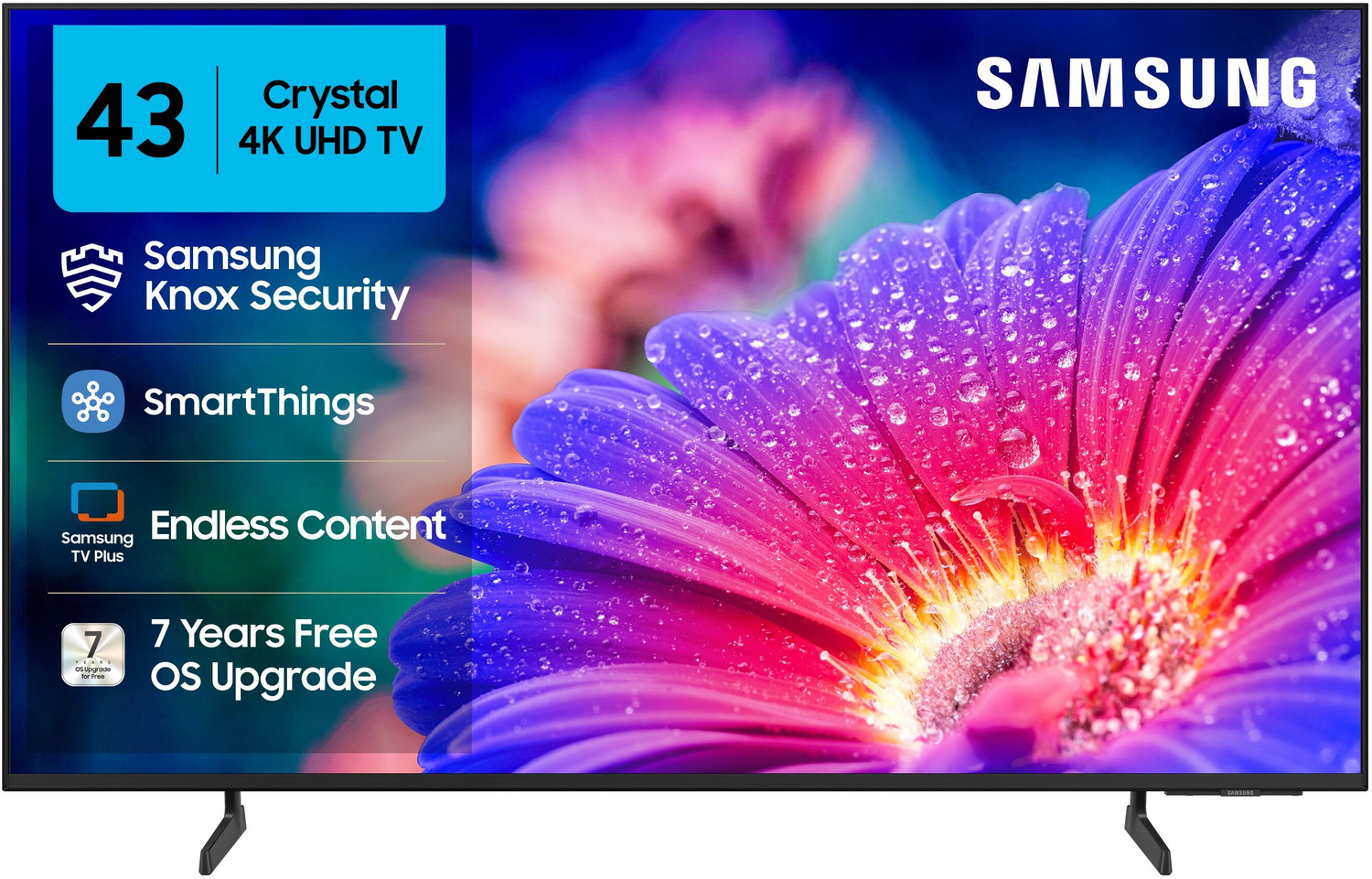 Samsung Crystal 4K Vista 108 cm (43 inch) Ultra HD (4K) LED Smart Tizen TV with 4K Upscaling | HDR 10+ | PurColor | Slim Look | Samsung Knox Security | 100+ Free Channels | Voice Ready with SmartThings App | Universal Gestures
