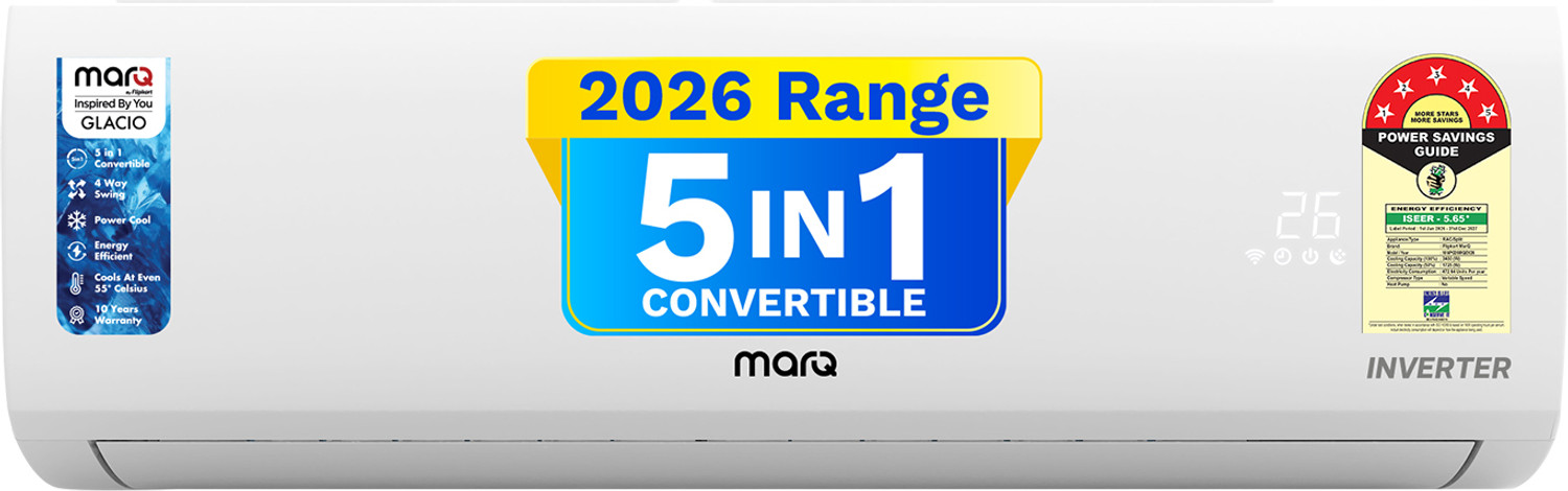 MarQ by Flipkart 2026 Model 1 Ton 5 Star Split Inverter 5-in-1 Convertible with Turbo Cool Technology AC