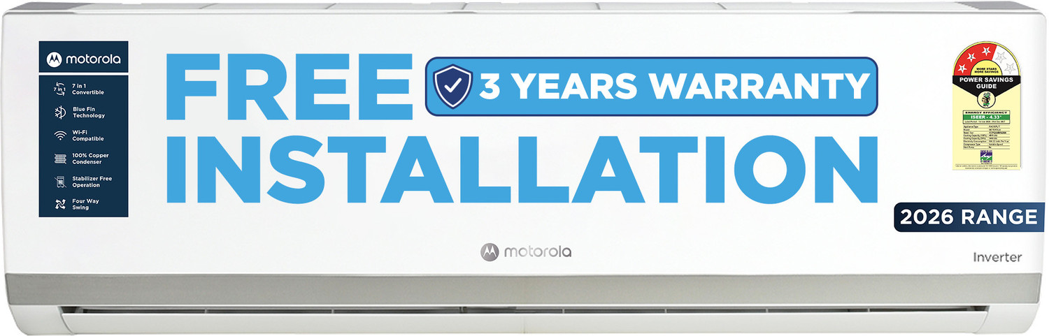 Motorola 2026 Model 1.5 Ton 3 Star Split Inverter With Wi-Fi | Free Installation With 3-Year Comprehensive Warranty With Attachments Included Ac 1