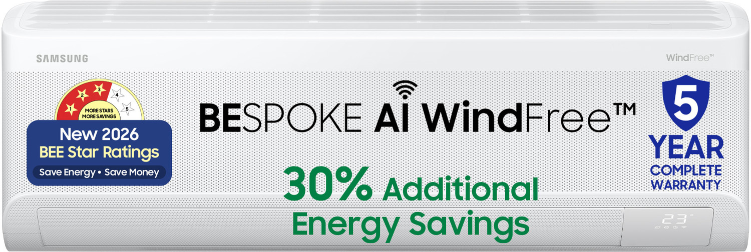 Samsung Bespoke Ai 2026 Model 1.5 Ton 3 Star Split Windfree Inverter With Wi-Fi Energy Saving, Voice Control, Powerful Cooling, Copper, 4 Way Swing, 5 Step Convertible Ac 1