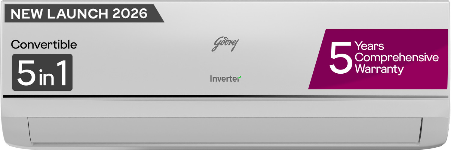 Godrej 2026 Model 1 Ton 3 Star Split Inverter With 5-In-1 Convertible | Ai Powered| Heavy Duty Cooling At 52 Degree Celsius|I-Sense Technology Ac 1
