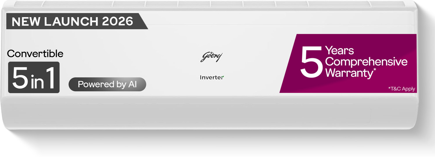 Godrej 2026 Model 2 Ton 3 Star Split Inverter With 5-In-1 Convertible | Ai Powered| Heavy Duty Cooling At 52 Degree Celsius|I-Sense Technology Ac 1
