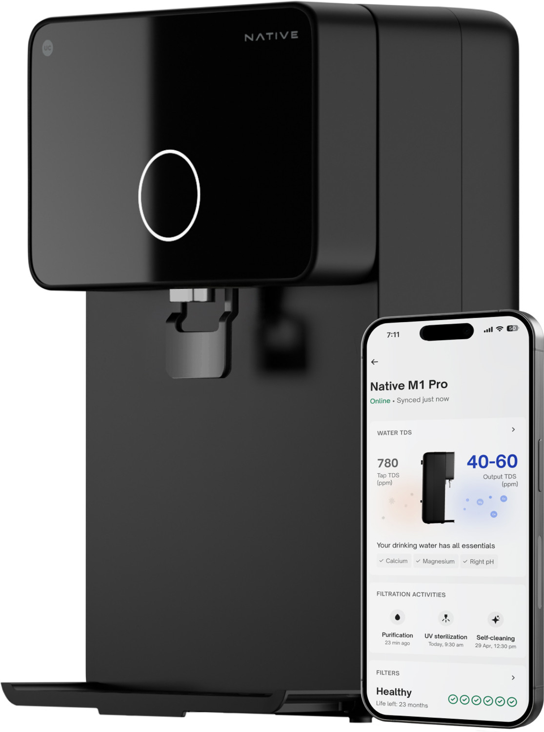 Native By Urban Company M1 Pro 7 L Ro + Uv + Alkaline + Minerals Water Purifier Smart Real-Time Tracking 10-Stage Smart No Service For 2 Years 1