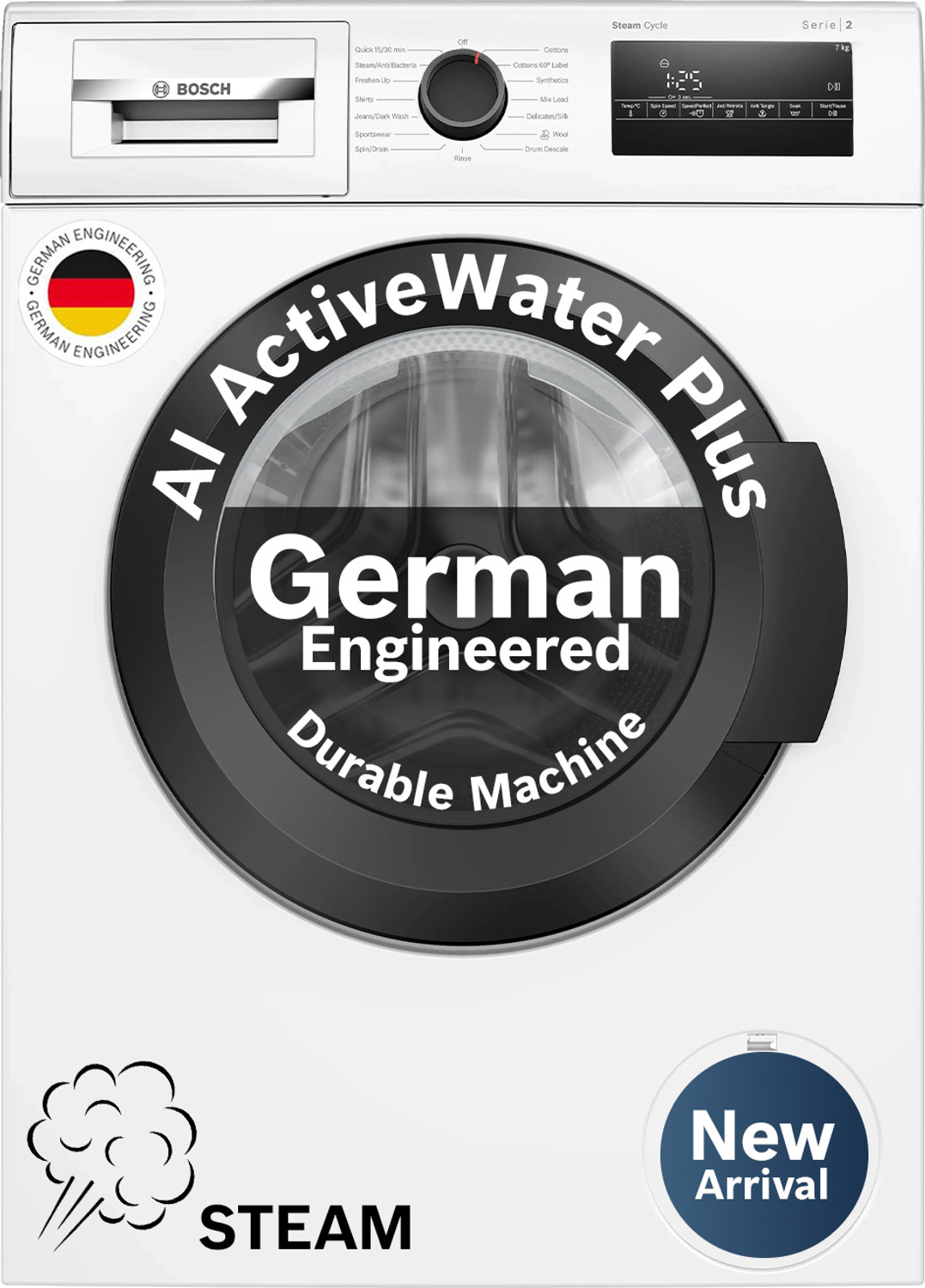 Bosch 7 Kg Fully Automatic Front Load Washing Machine With In-Built Heater White 1