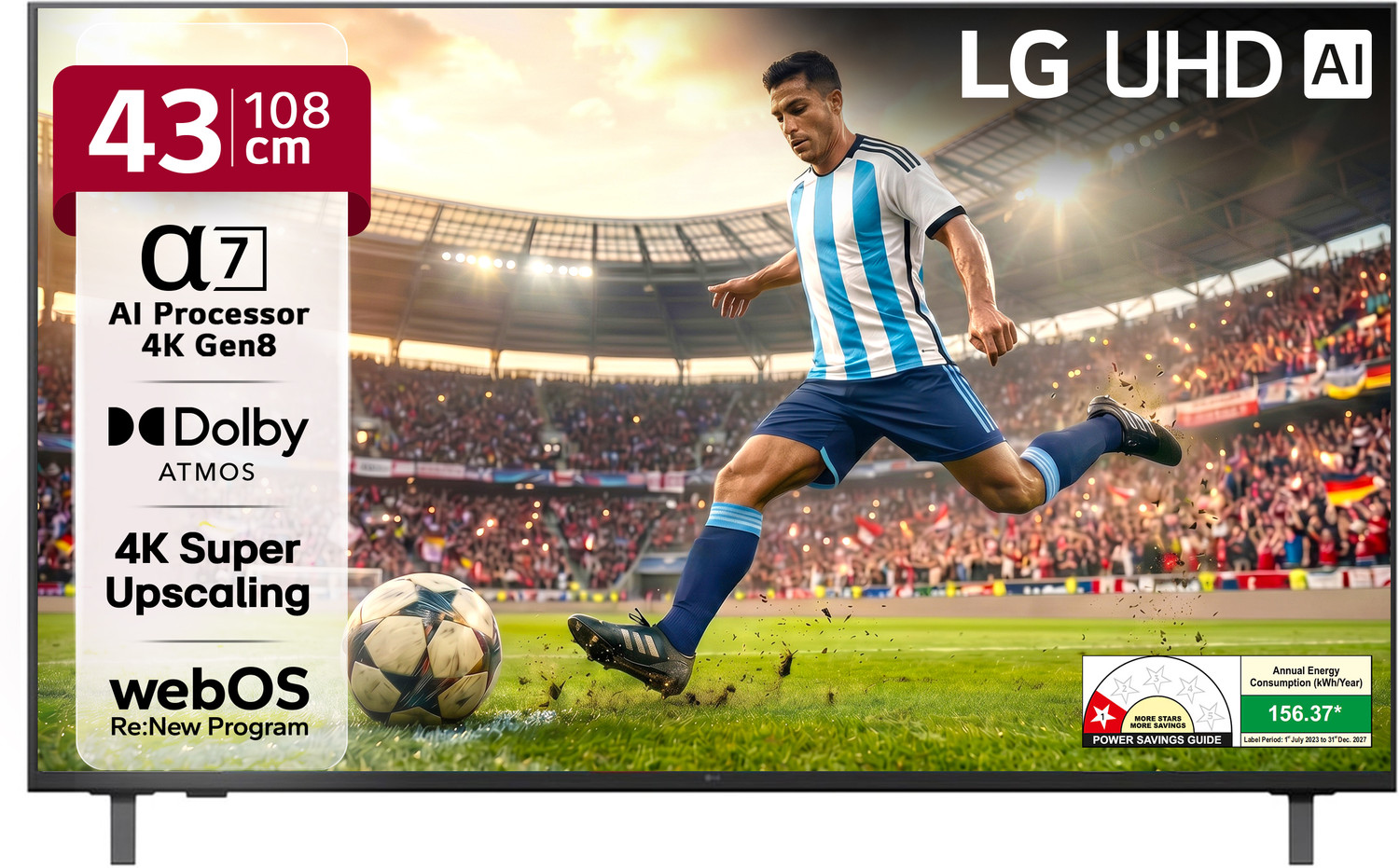 LG AI TV UA8200 108 cm (43 inch) Ultra HD (4K) LED Smart WebOS TV with Alpha7 AI Processor 4K Gen8 | 4K Super Upscaling | AI Picture Pro | 4K Expression Enhancer | NEW AI Magic Remote Compatible | AI Search with MS Copilot | AI Sound Pro (9.1.2 ch) | Dolby Atmos | Chromecast Built-in