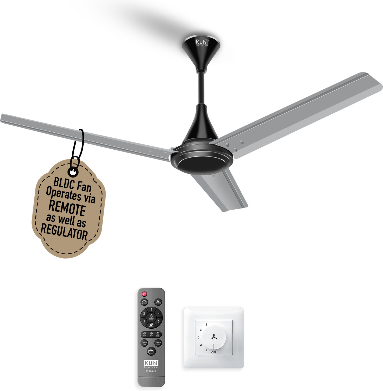 Kuhl Fest B1 Power Saving Bldc Ceiling Fan |28W|365 Rpm | Remote &Amp; Regulator Operated 1200 Mm Ceiling Fan 1