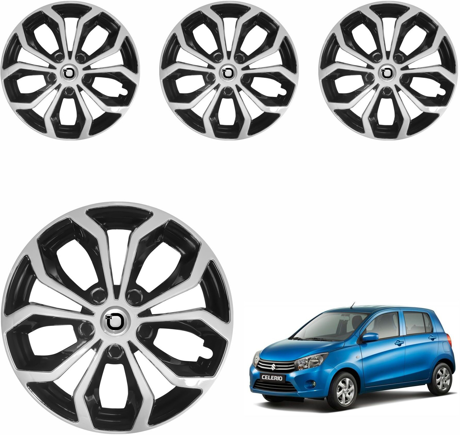 OCARA VISION 13 Inch Wheel Cover for All Celerio, Dual Color Press Fit Set of 4 Wheel Cover For Maruti Celerio