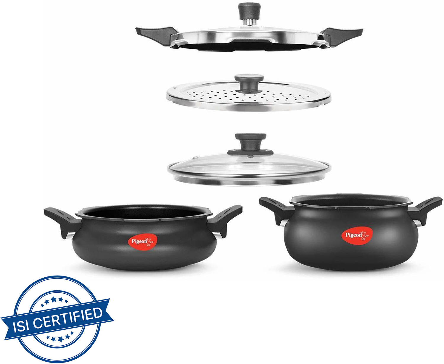 Pigeon by Stovekraft Super Combo and 3 L, 5 L Outer Lid Induction Bottom Pressure Cooker