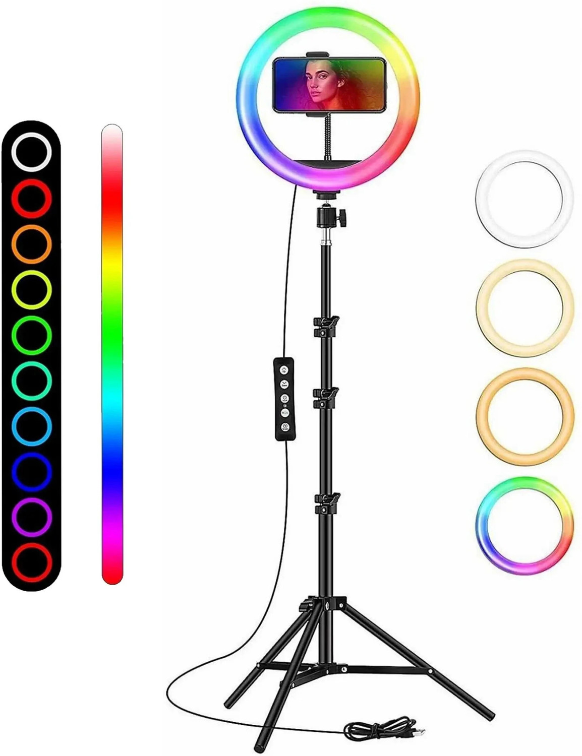 Webilla 10'' Rgb Led Ring Light With Adjustable Tripod Stand And Phone Holder Ring Flash 61