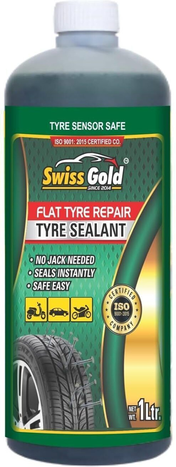 Swiss Gold Tubeless Tire Sealant 1 Liter Anti Puncture Auto Repair Liquid For Bike &Amp; Car Tubeless Tyre Puncture Repair Kit 3