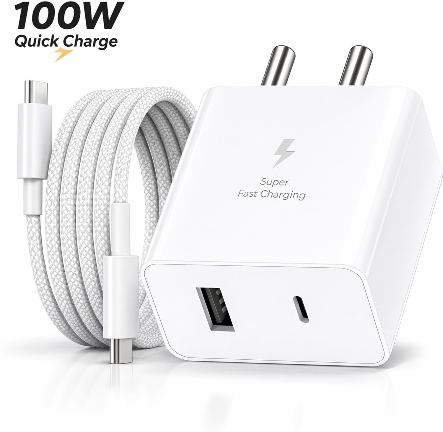 Mak 100 W Quick Charge 7 A Wall Charger For Mobile With Detachable Cable 1