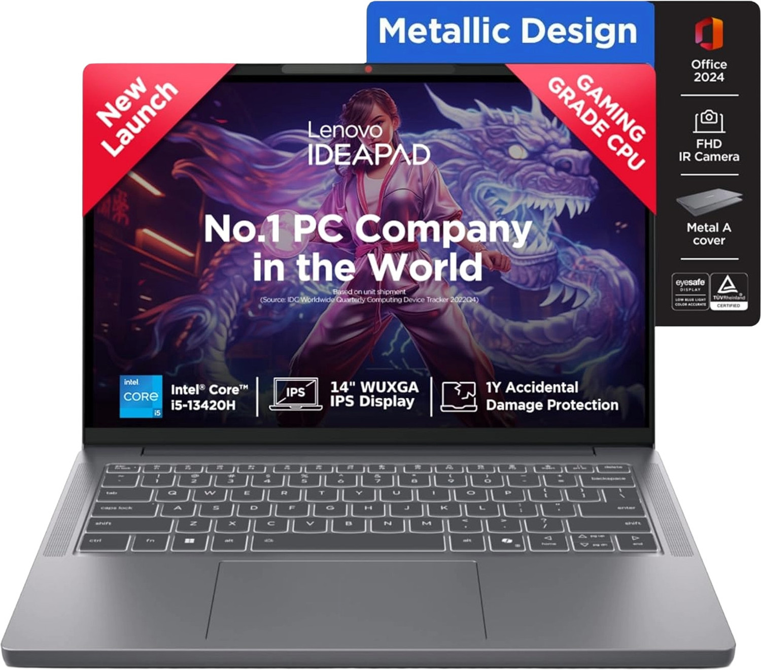 Lenovo Ideapad Slim 3 Backlit Keyboard With Mso'2024 Intel Core I5 13Th Gen 13420H - (16 Gb/512 Gb Ssd/Windows 11 Home) 14Irh10 Thin And Light Laptop 3