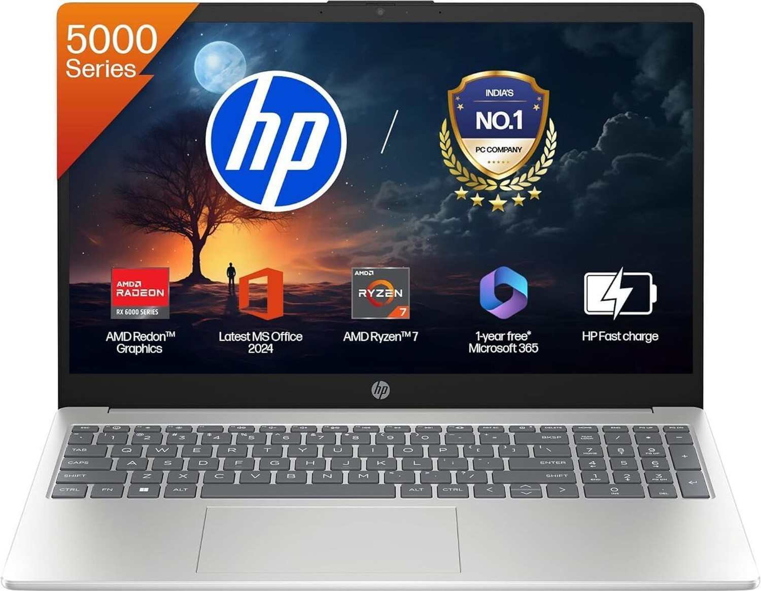 Hp 15 With Backlit Keyboard &Amp; Office 2024 Amd Ryzen 7 Octa Core 5825U - (16 Gb/512 Gb Ssd/Windows 11 Home) 15-Fc0476Au / 15-Fc0533Au Thin And Light Laptop 1
