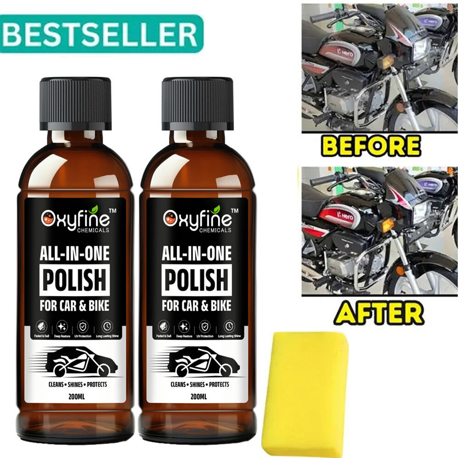 Oxyfine Chemicals Liquid Car Polish For Dashboard, Exterior, Tyres, Metal Parts, Leather 1