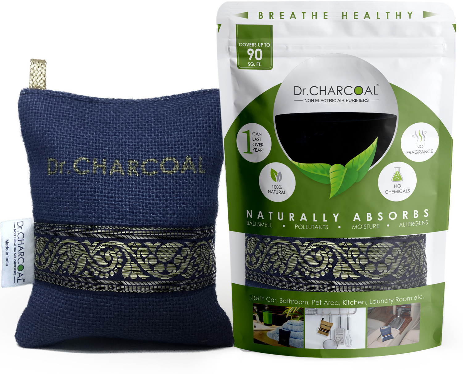 Dr. Charcoal Car Air Purifier Bag To Remove Bad Smell &Amp; Moistures (Classic Neel, 200G) Portable Car Air Purifier 3