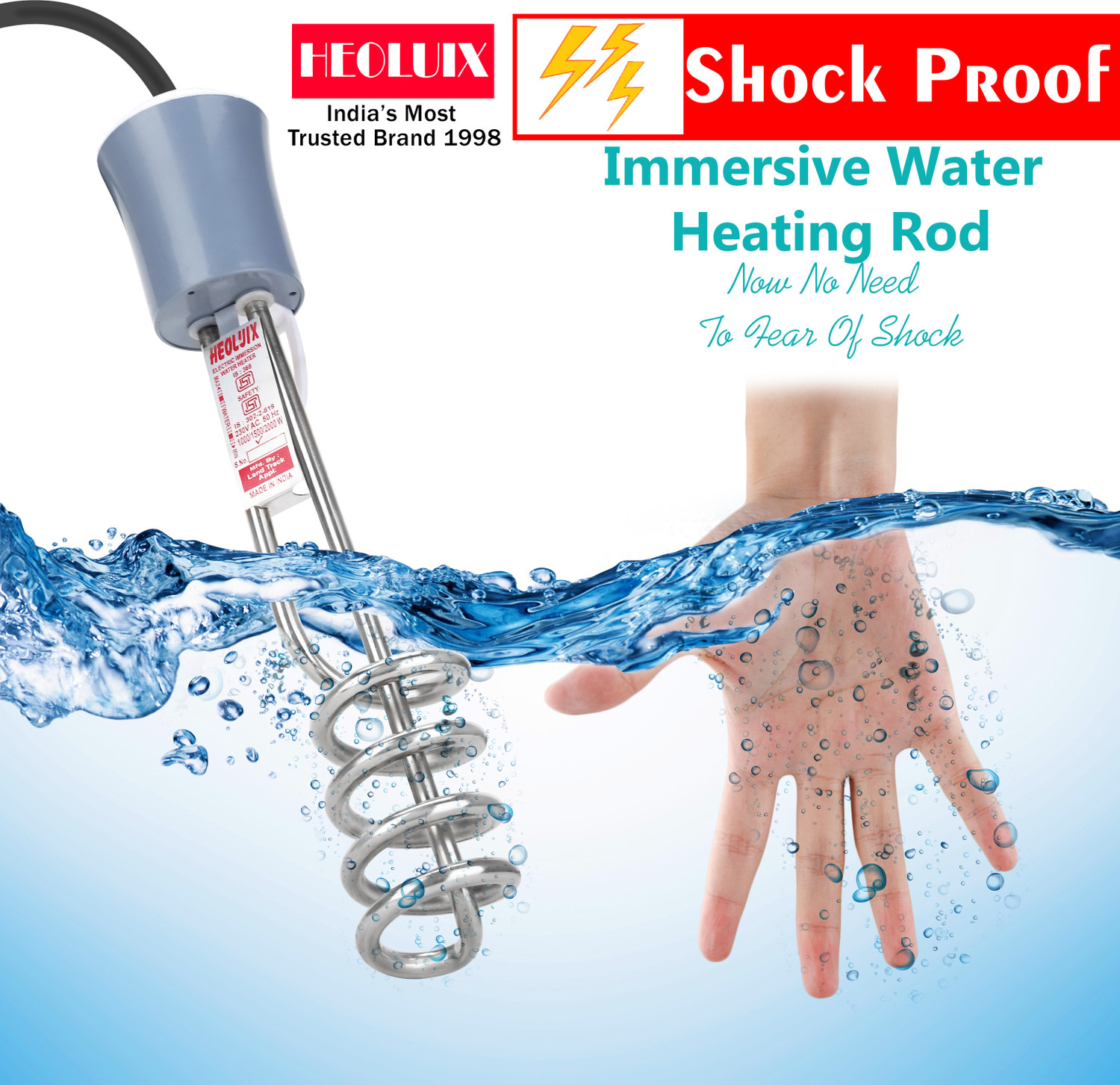 Heoluix Shock Proof &Amp; Water Proof Water Heater. 2000 W Shock Proof Immersion Heater Rod 1