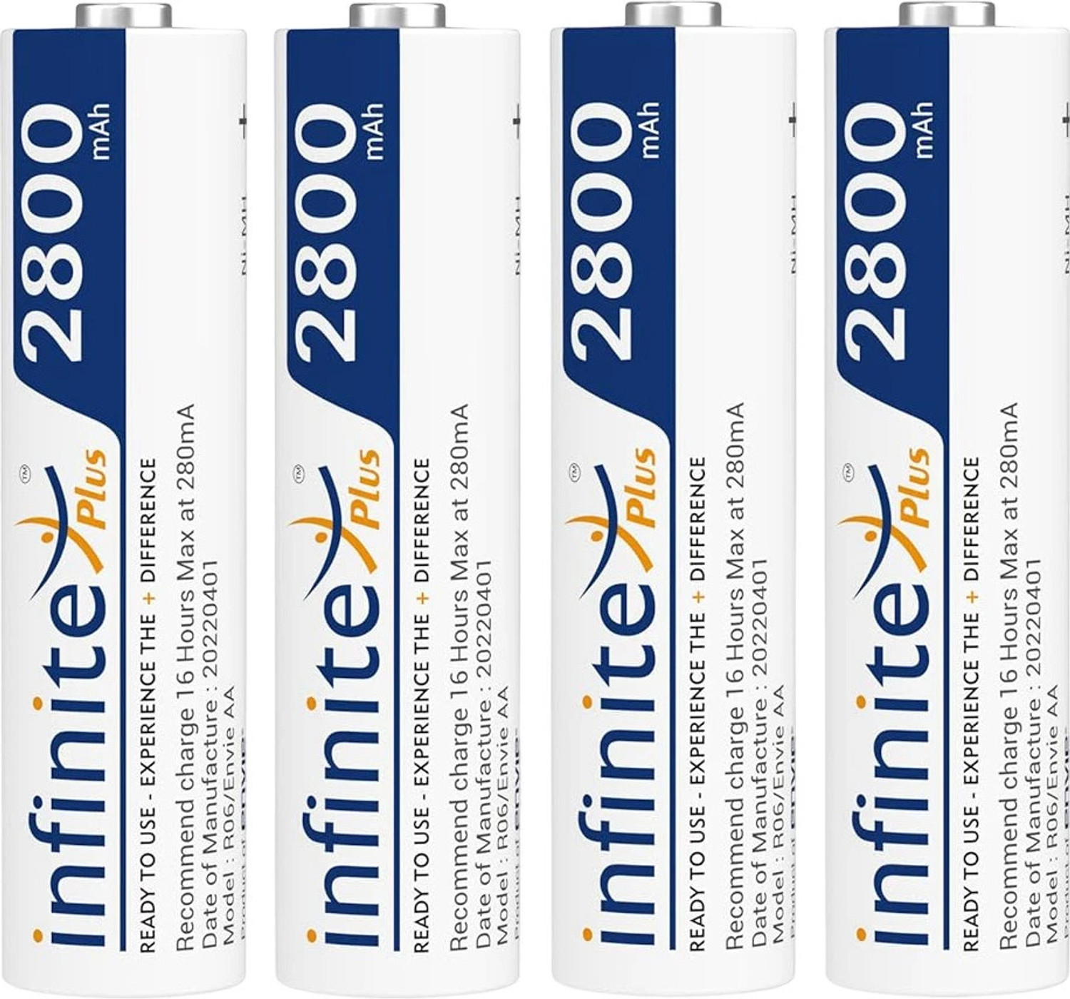 Envie 2800 Mah Aa X 4 Infinite Plus High Capacity Ni-Mh Aa Rechargeable Battery 1
