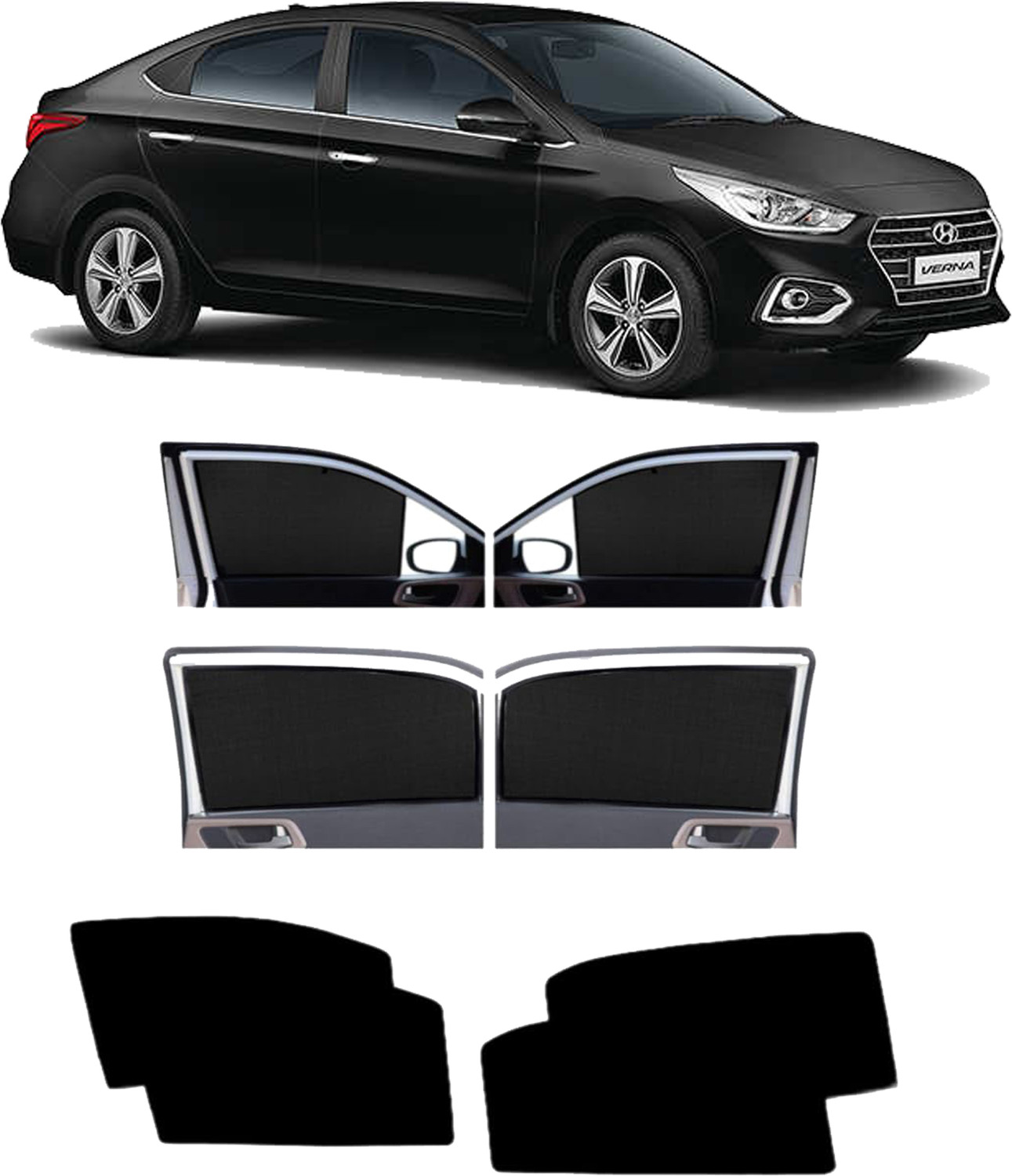 Dreamrow Side Window Sun Shade For Hyundai Verna Fluidic 15