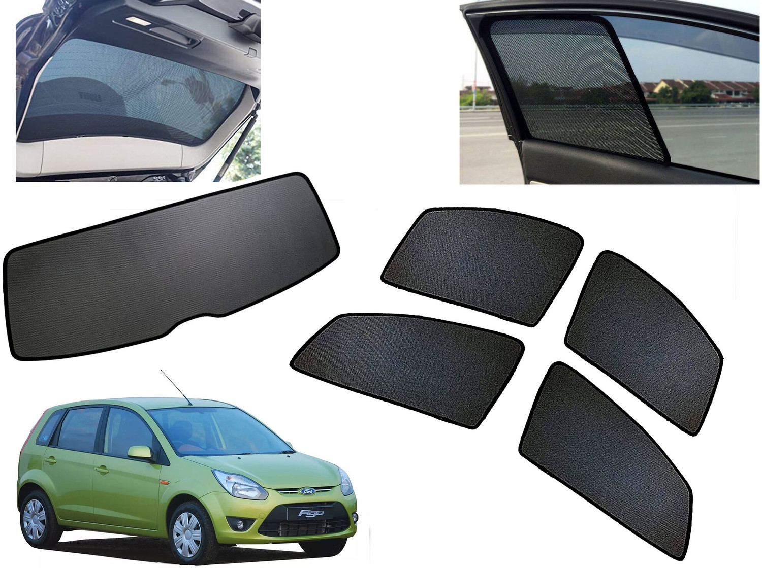 Auto Pearl Side Window, Rear Window Sun Shade For Ford Figo 5