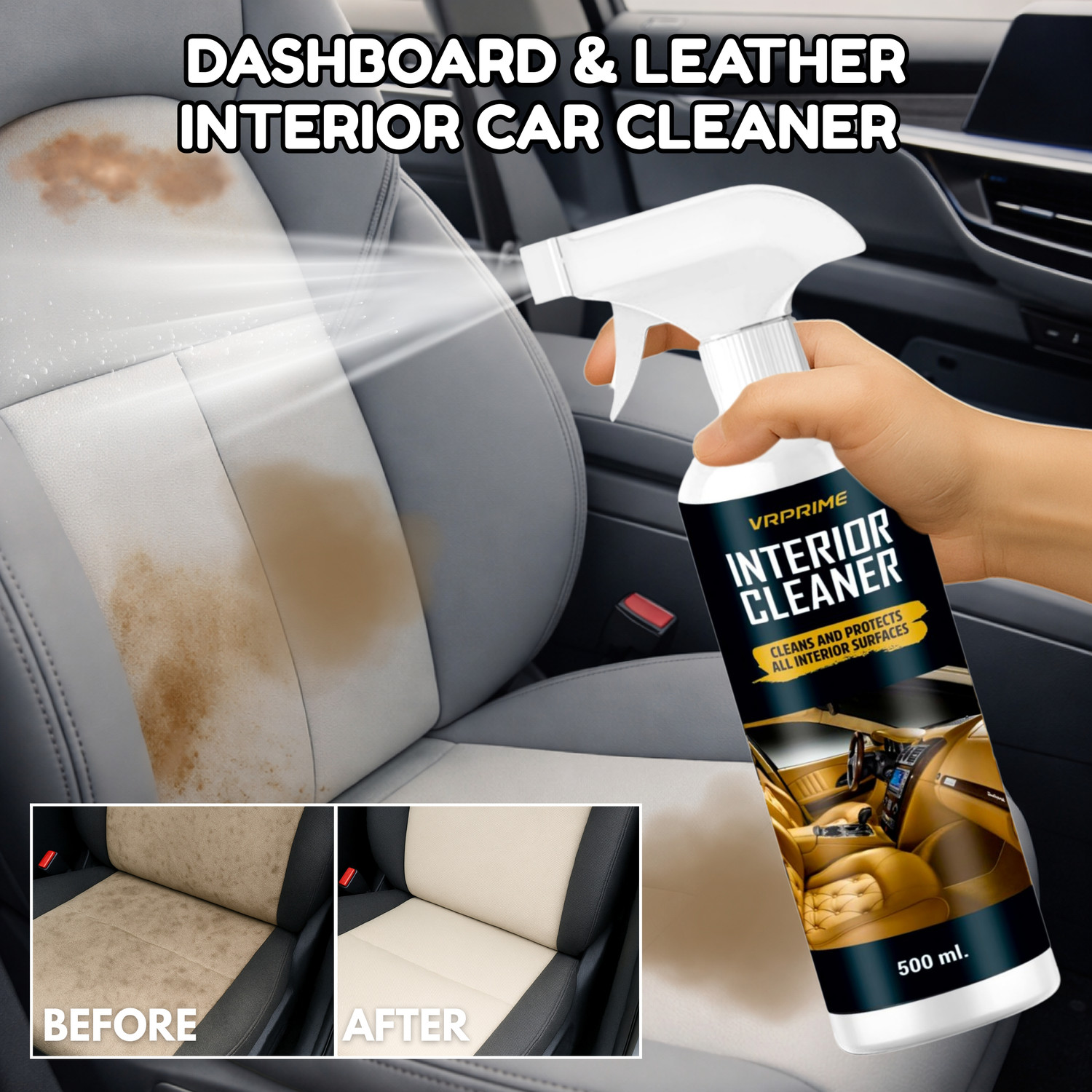 Vrprime Car Interior Cleaner &Amp; Dashboard Polish Spray Shine &Amp; Protect For Leather, Plastic, Seats &Amp; All Surfaces Vehicle Interior Cleaner 1