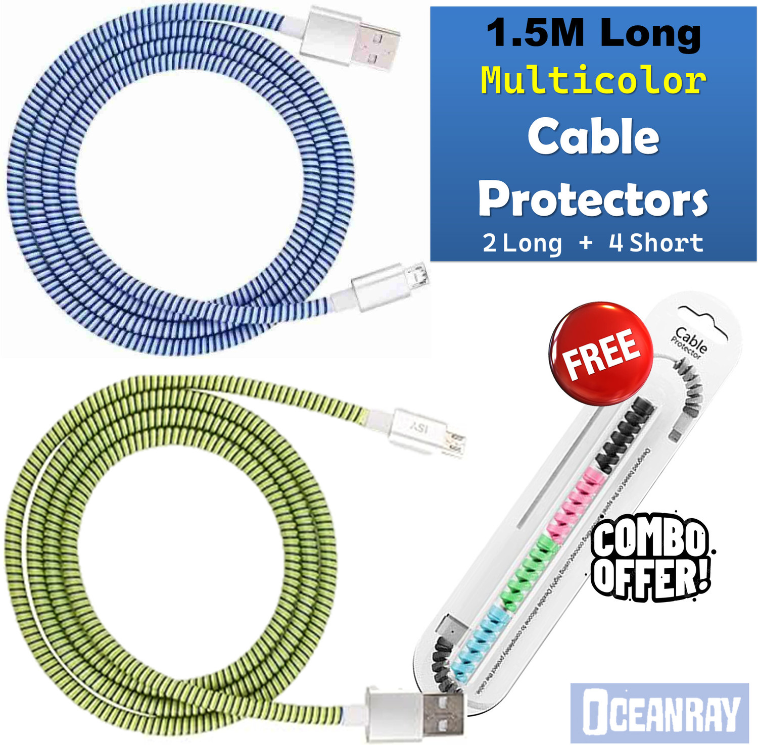 Oceanray 1.5M 2 Long 4 Short Cable Protector 1