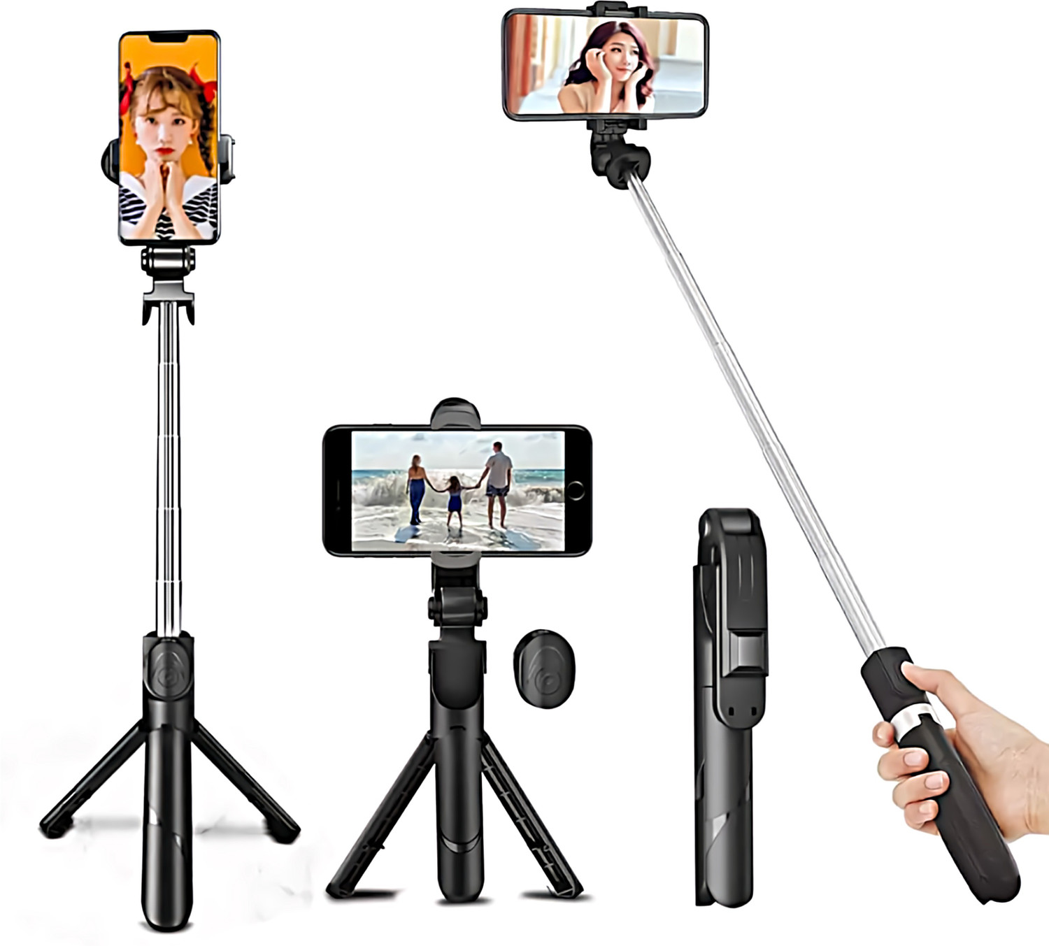 Nafa Portable Selfie Stick Tripod With Bluetooth Remote, Tripod Stand, Multifunctional Selfie Stick With Extendable Aluminium Monopod, 360 Deg Rotation Phone Holder, Adjustable Grip Tripod Bluetooth Selfie Stick 67