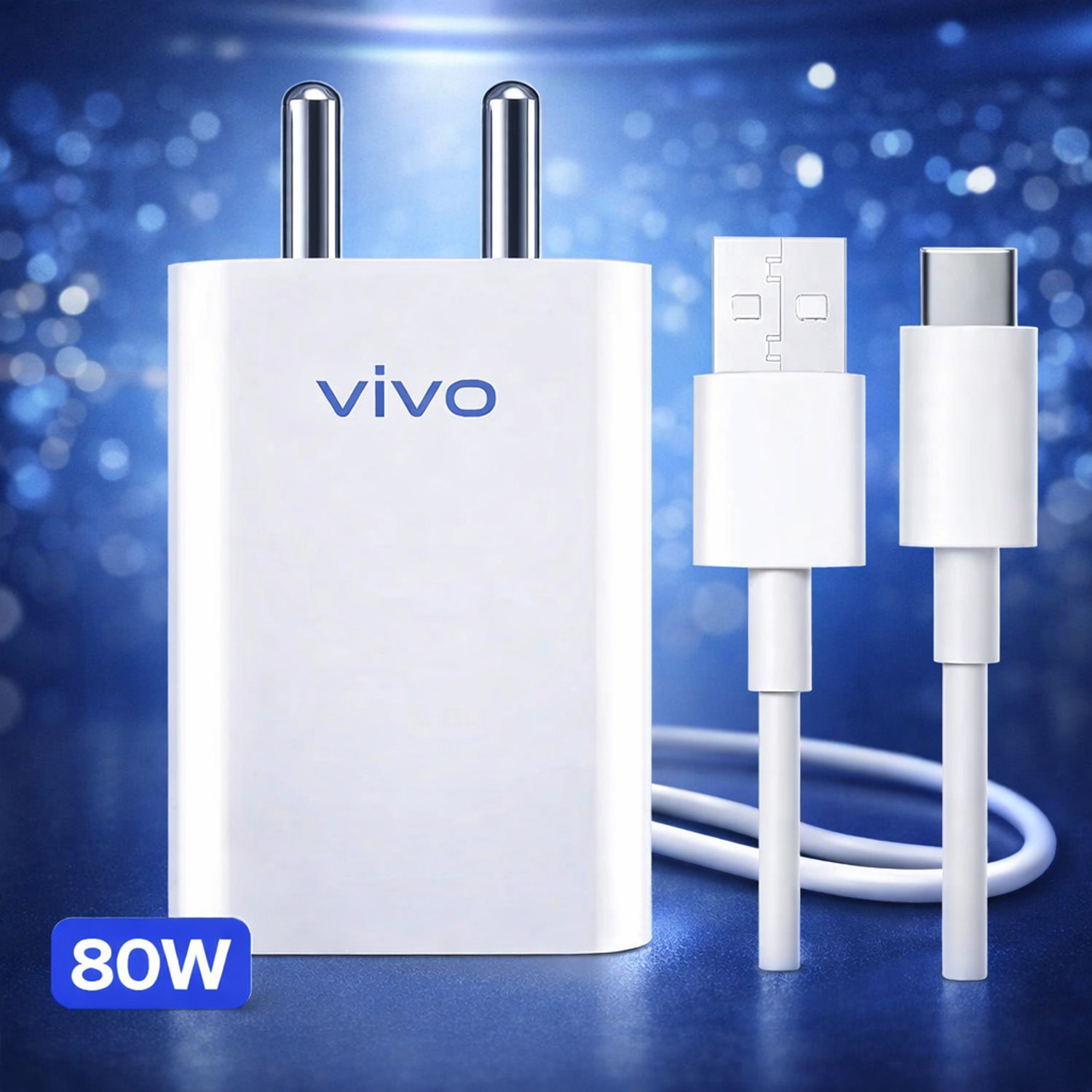 Vivo 80 W Quick Charge 7.3 A Wall Charger For Mobile With Detachable Cable 1