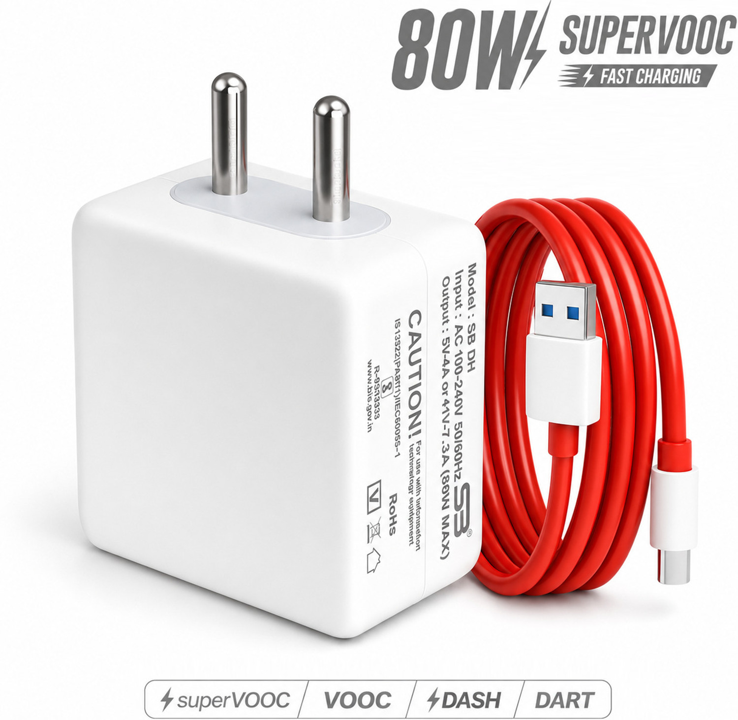 Shopbucket 80 W Supervooc 7.3 A Wall Charger For Mobile With Detachable Cable 1