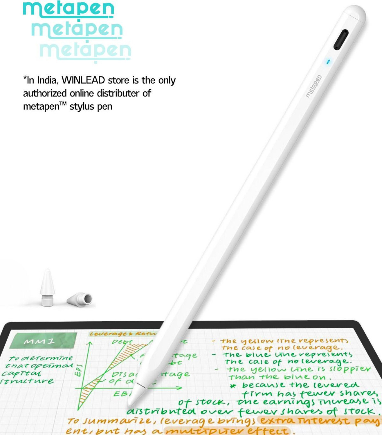 Metapen A8 Glide Stylus Pencil With Tilt Sensitivity For Ipad 2018-2025 Stylus 1