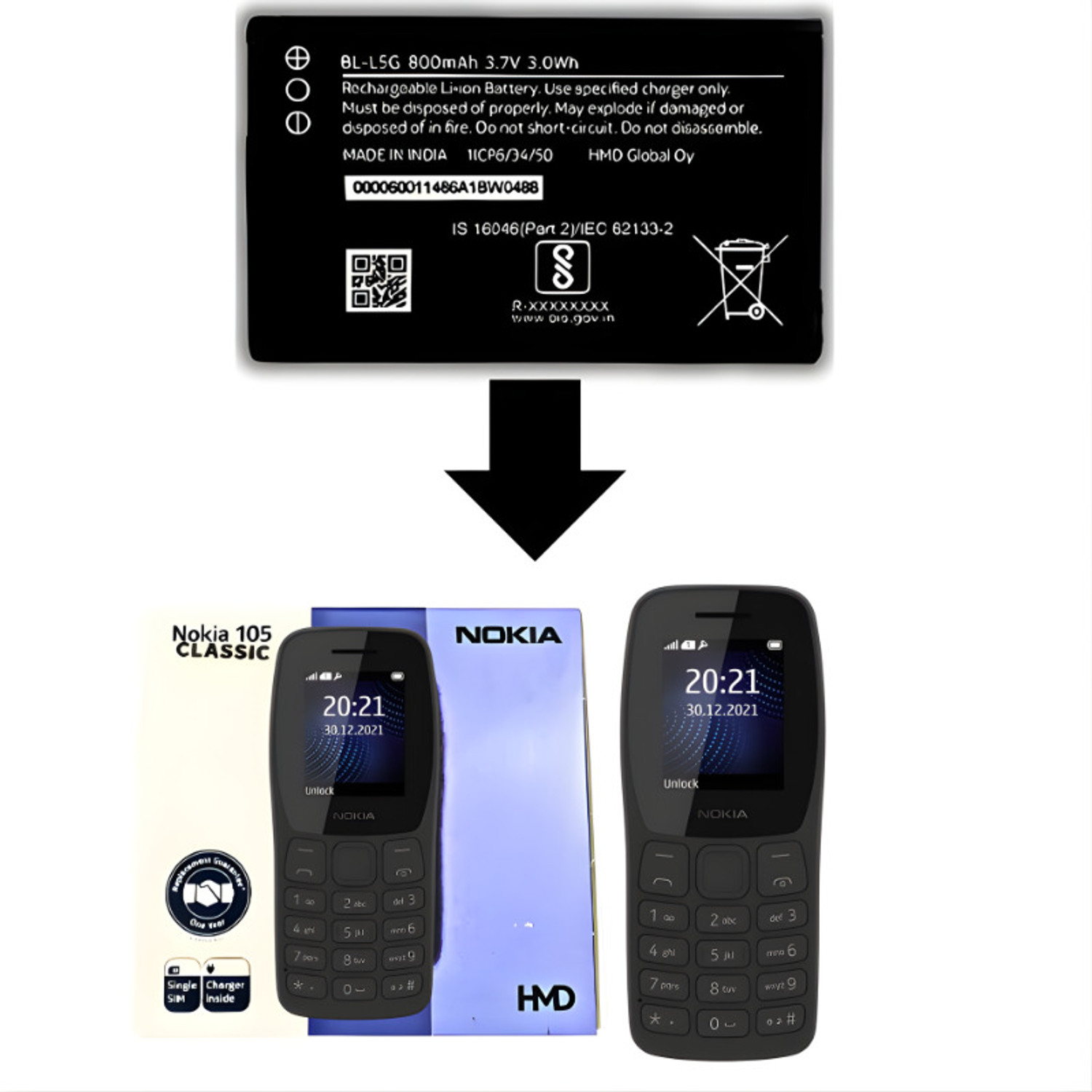 Plugkit Mobile Battery For Nokia 105 Classic::ss::ds 1