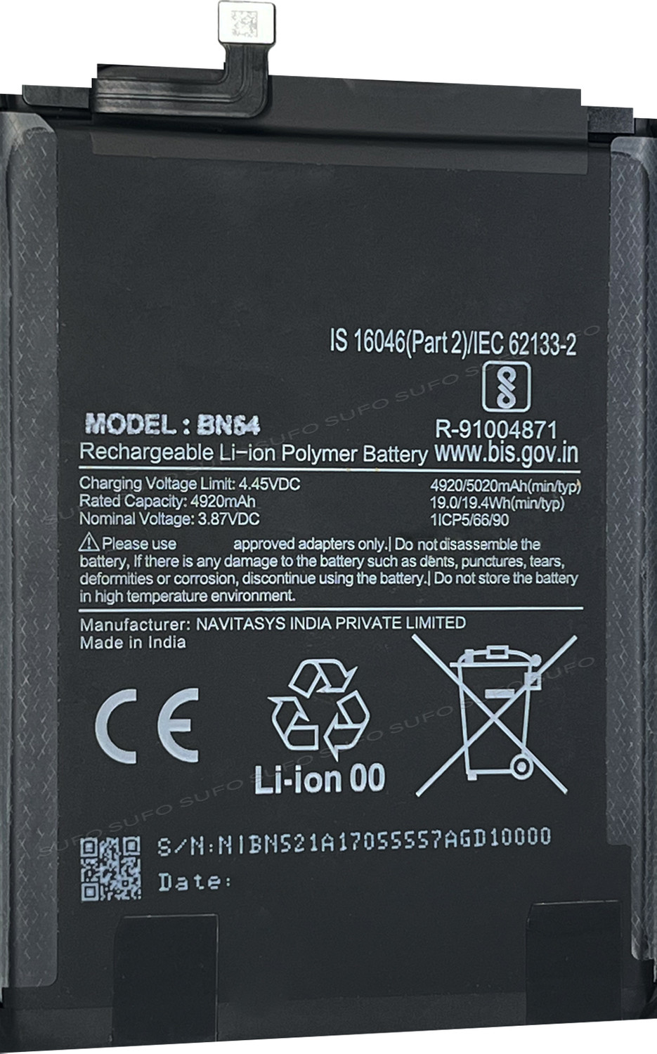 Sufo Mobile Battery For Redmi Note 9 / Redmi 9 Prime / Poco M2 - 5020Mah 57