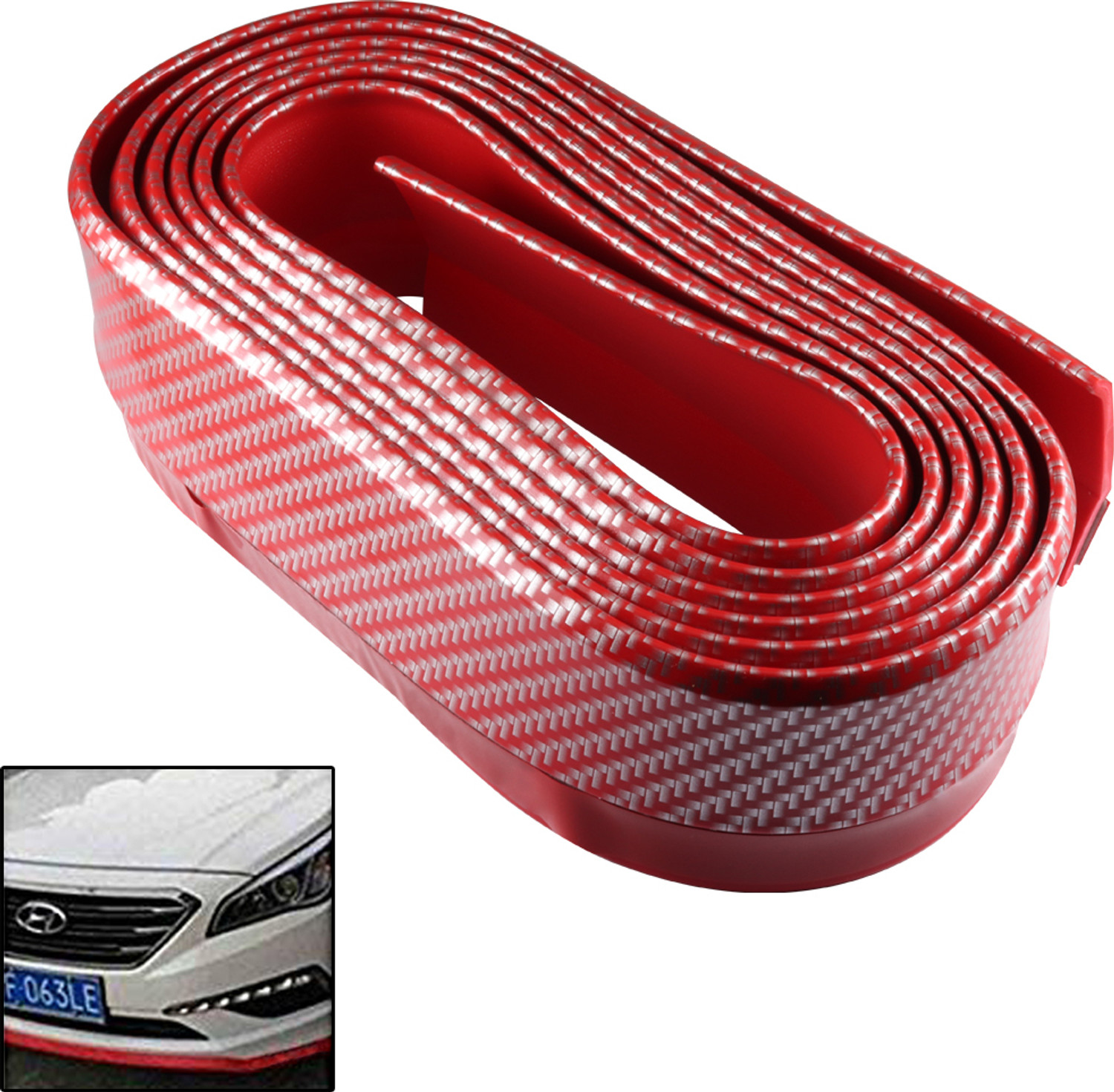 Growabout Car Front Bumper Lip-Spoiler Stick-On Rubber Decorative Protector Carbon Fiber Car Spoiler 1