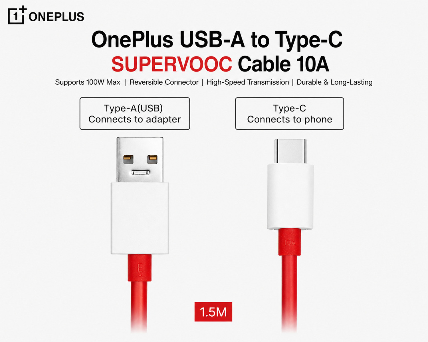 Oneplus Usb Type C Cable 10 A 1.5 M Original, Supervooc, Vooc, Warp, Superdart, Dart, Dash, Qc Dl129 1